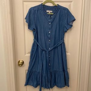 Denim button-up waist-tie Loft dress